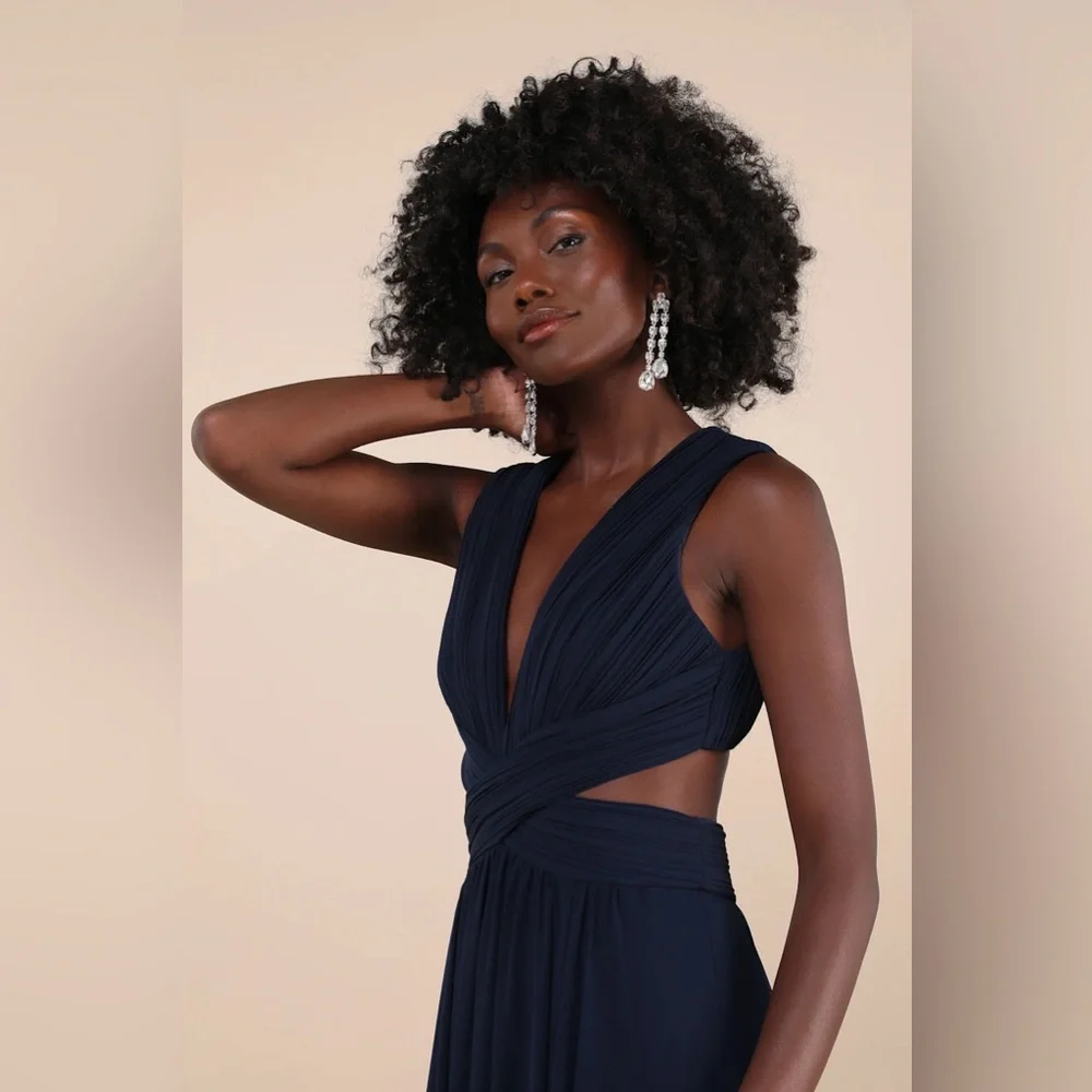 Lulus Vivid Imagination Navy Blue Cutout Maxi Dress - Picture 2 of 11